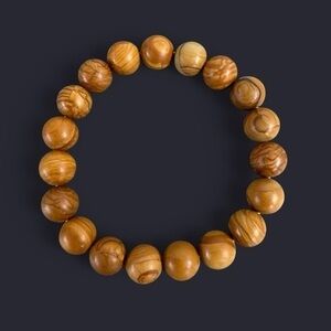 Wood Jasper Gemstone Bead Bracelet 10mm